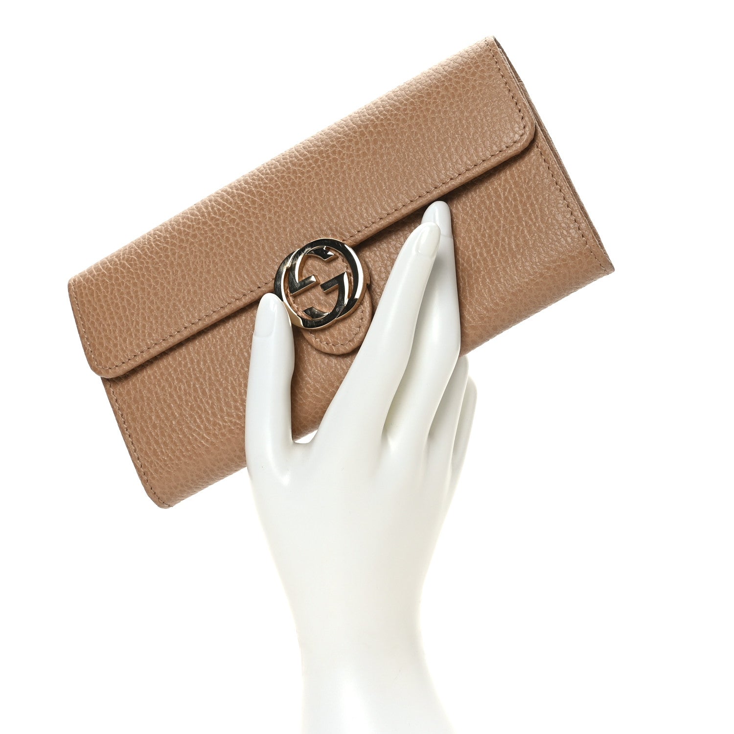 Gucci Dollar Calfskin Interlocking G Continental Wallet Camelia 2 of 7