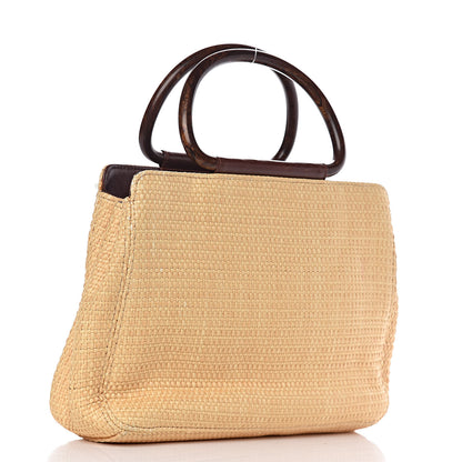 Chanel Woven Straw Raffia Wooden Handle Bag 3 of 11