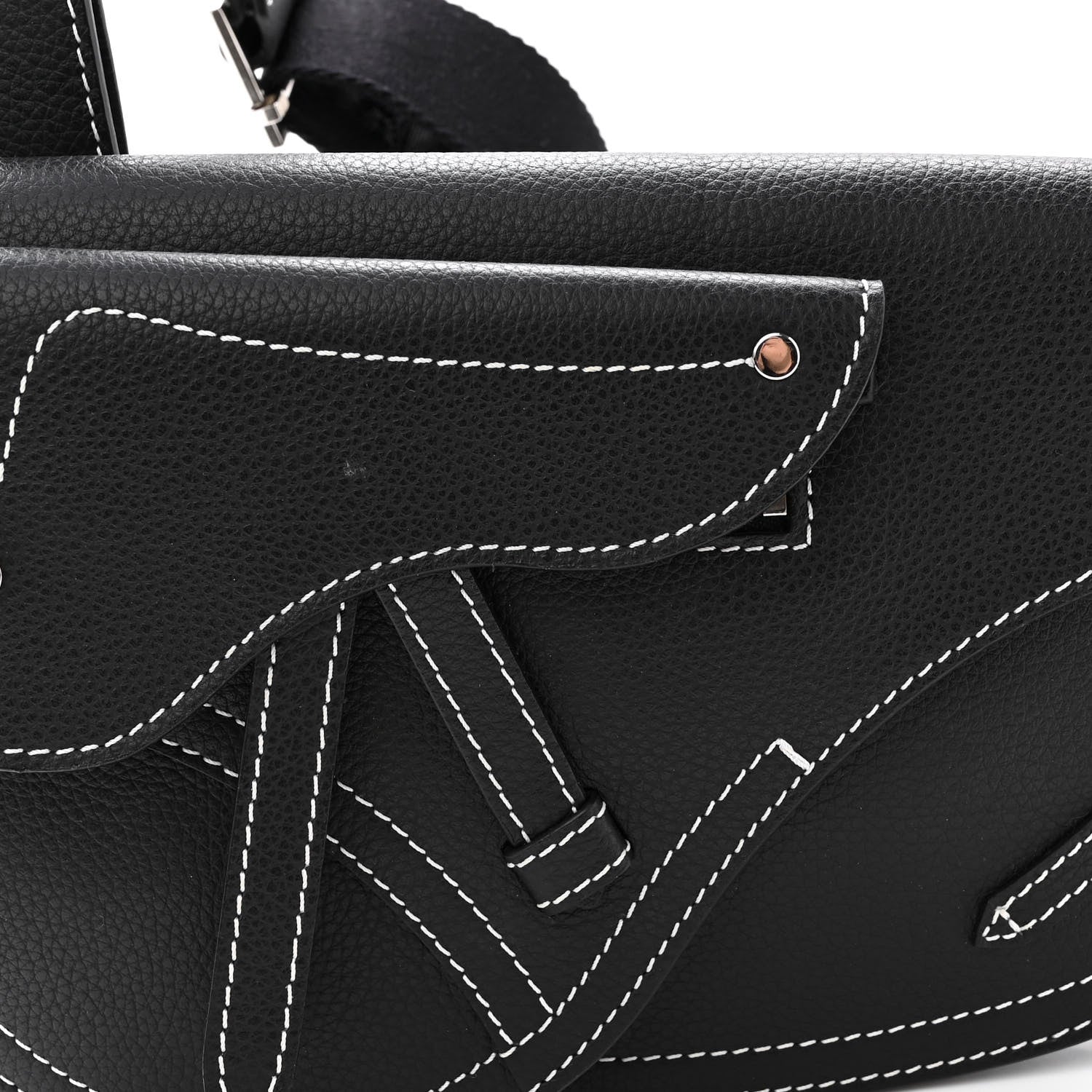 Christian Dior X KAWS Grained Calfskin Saddle Pouch Black 7 of 9