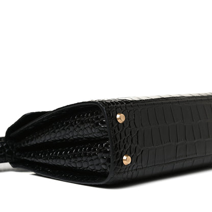 Balenciaga Shiny Calfskin Crocodile Embossed Medium Ghost Shoulder Bag Black 10 of 15