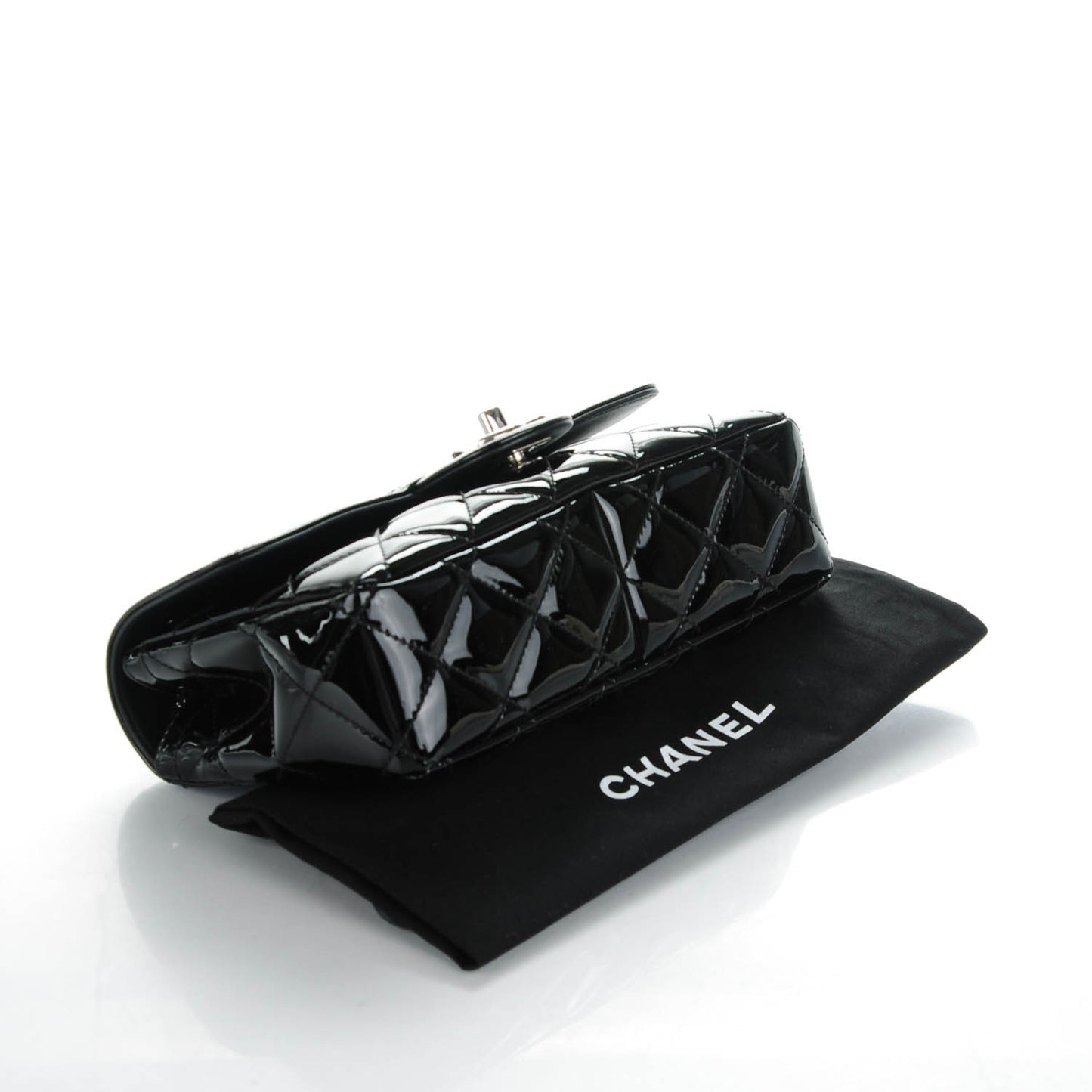 Patent Quilted Small Coco Shine Flap Black