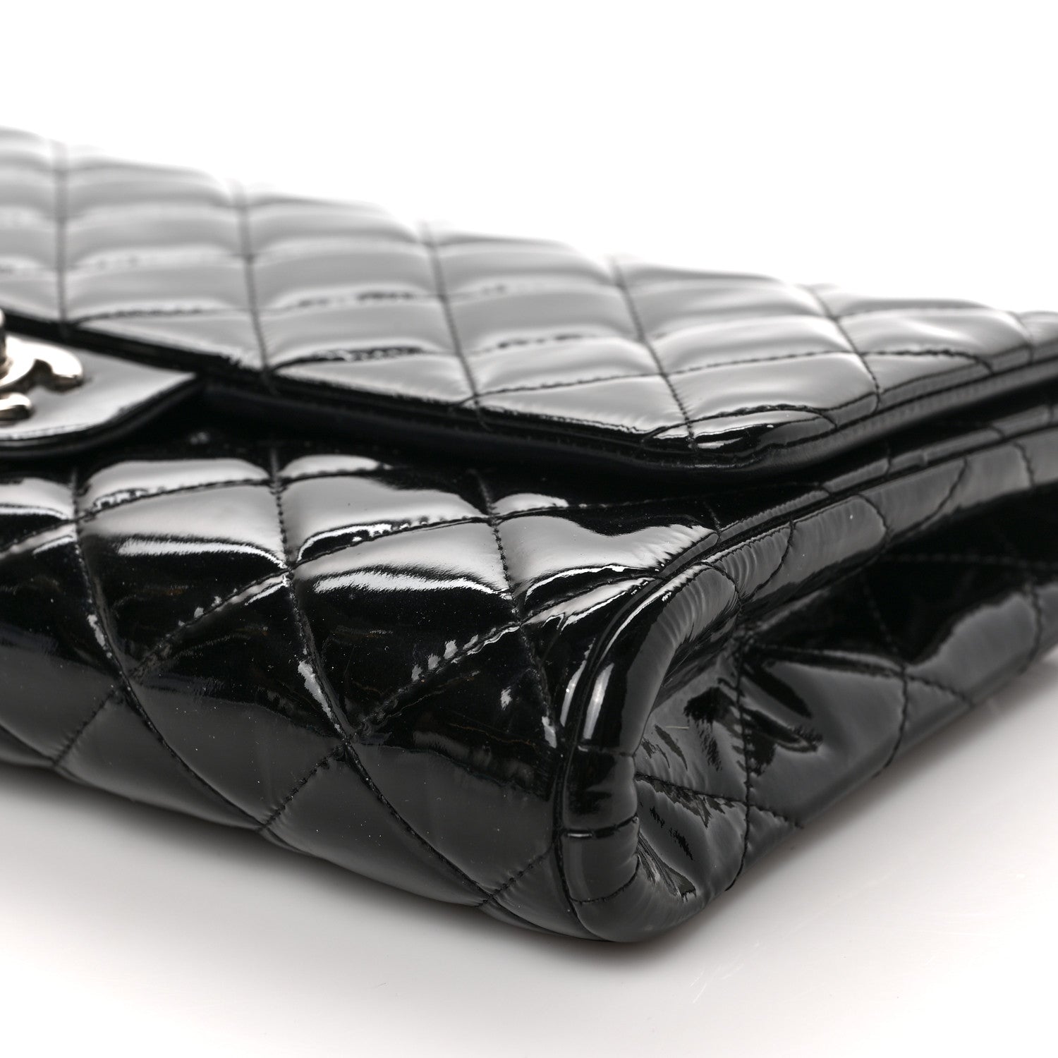 Chanel Patent Quilted Clutch with Chain Flap Black 9 of 9