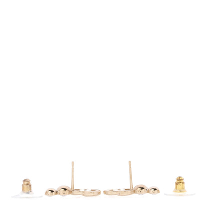 Chanel Metal Crystal CC Climber Earrings Gold 3 of 5