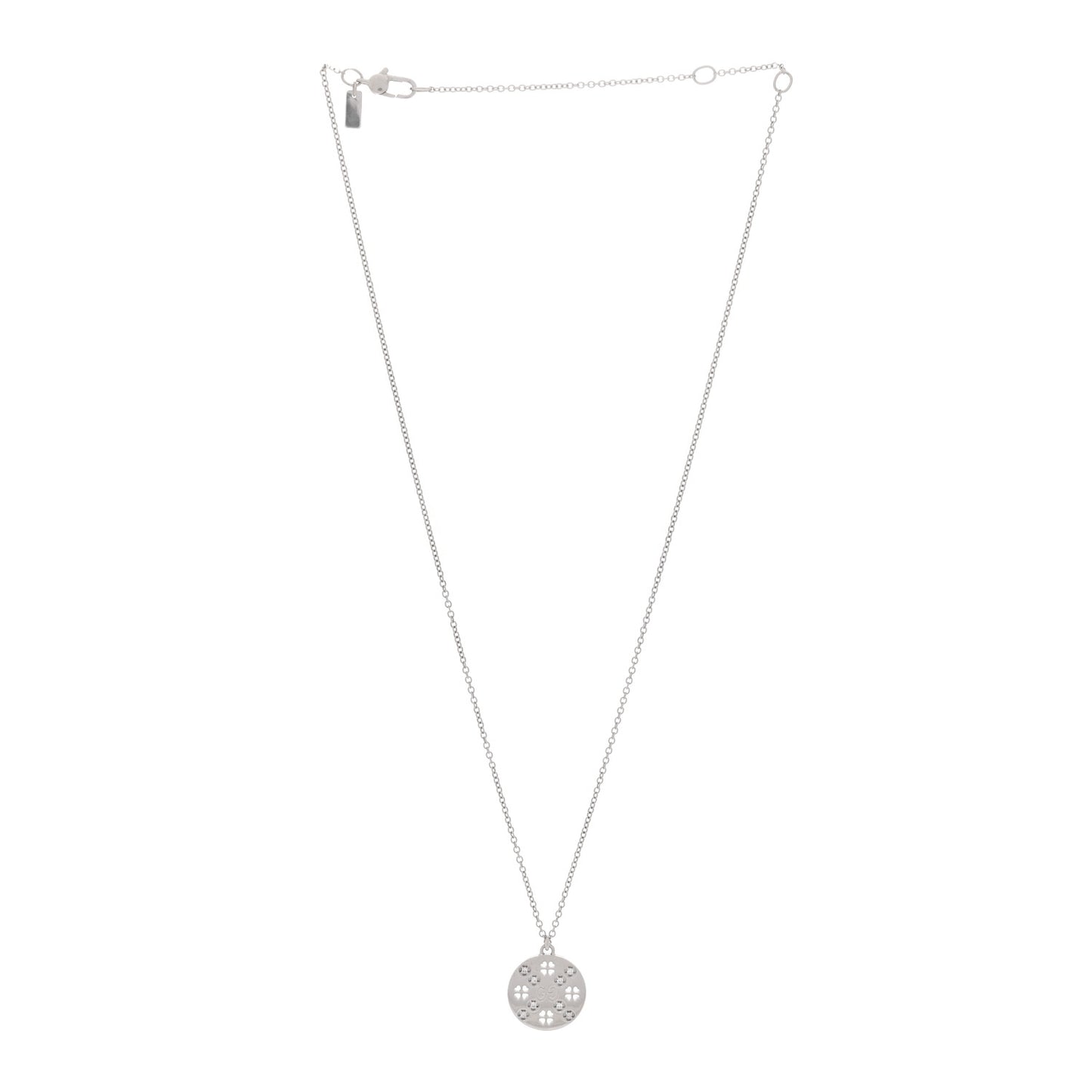 18K White Gold Diamond Clover Pendant Necklace