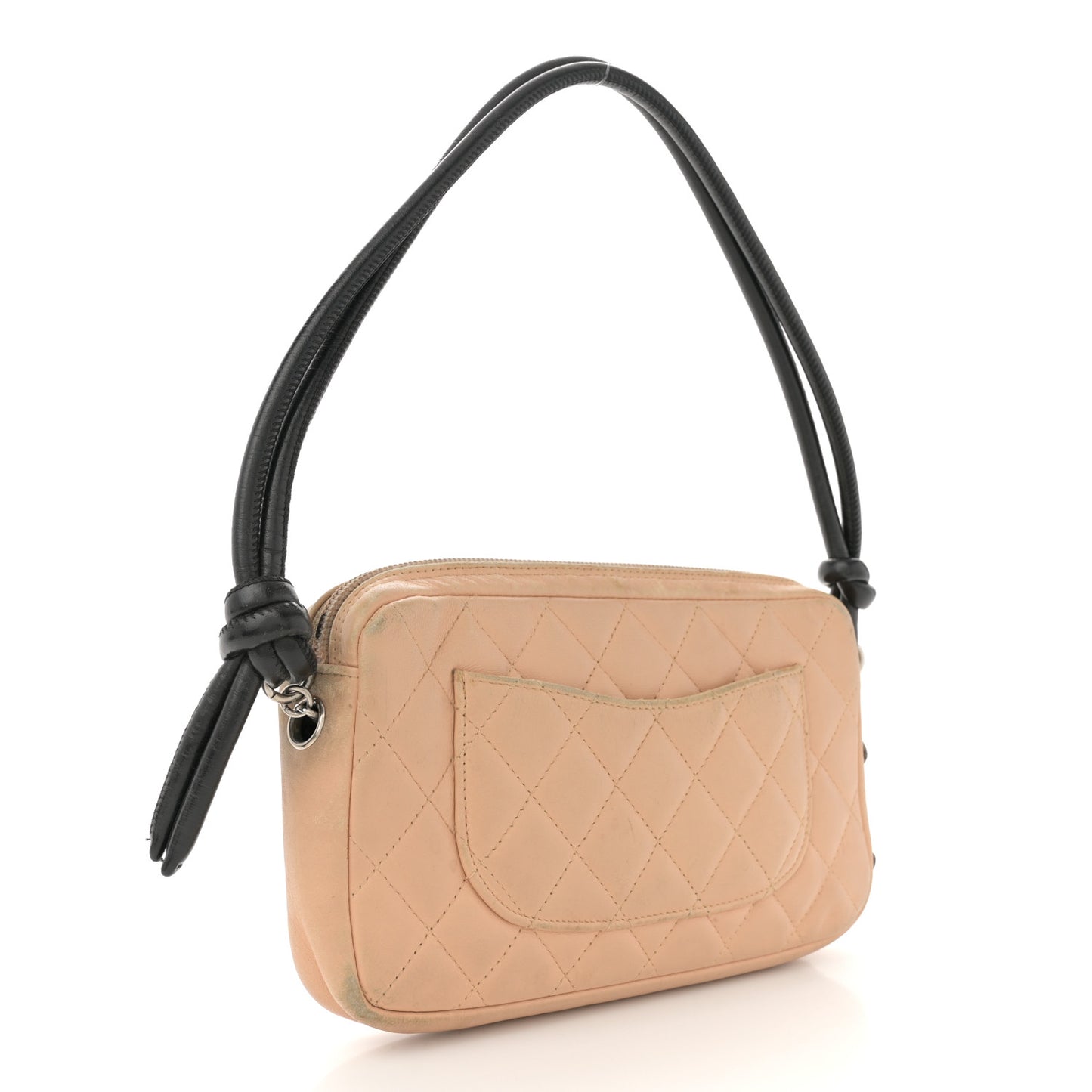 Calfskin Quilted Cambon Pochette Beige Black