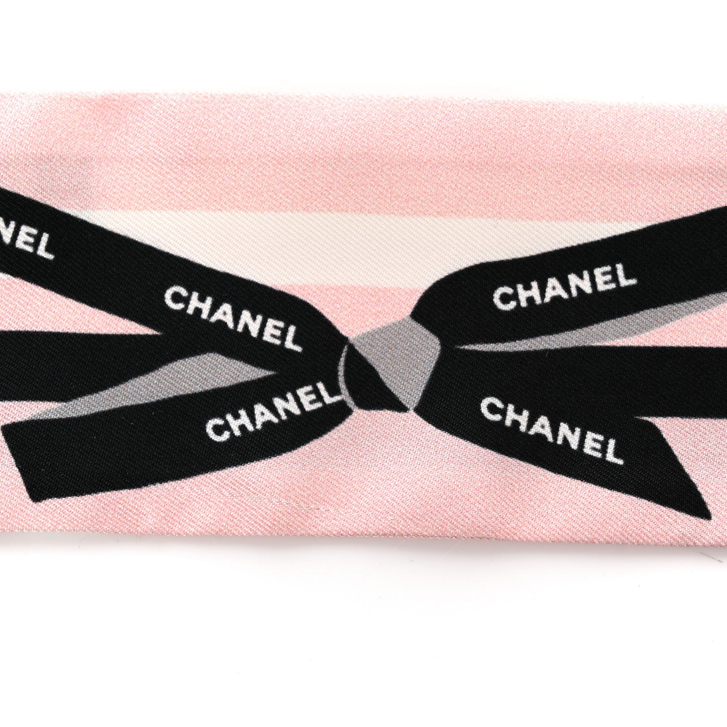 Silk Bow CC Slim Bandeau Scarf Light Pink Black