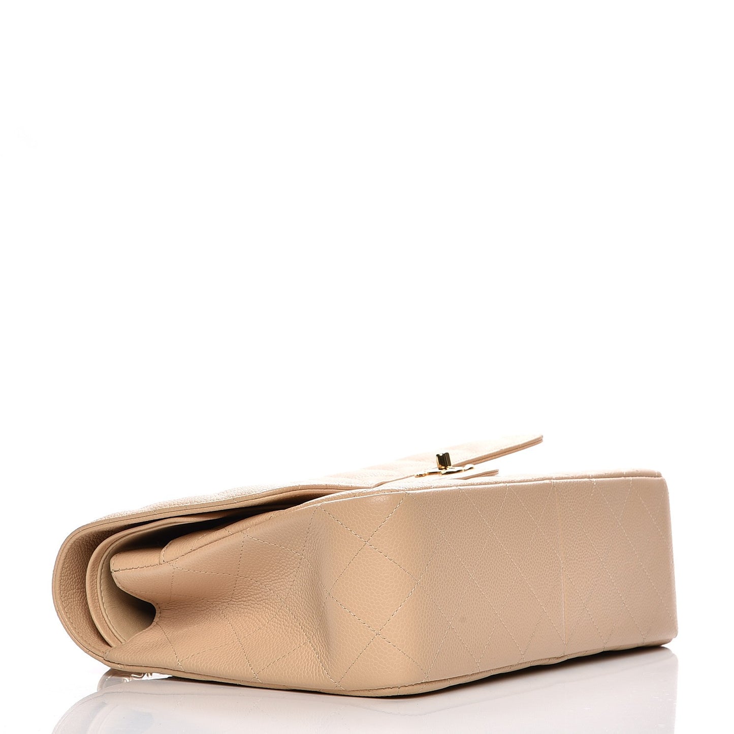 Caviar Quilted Jumbo Double Flap Beige Clair