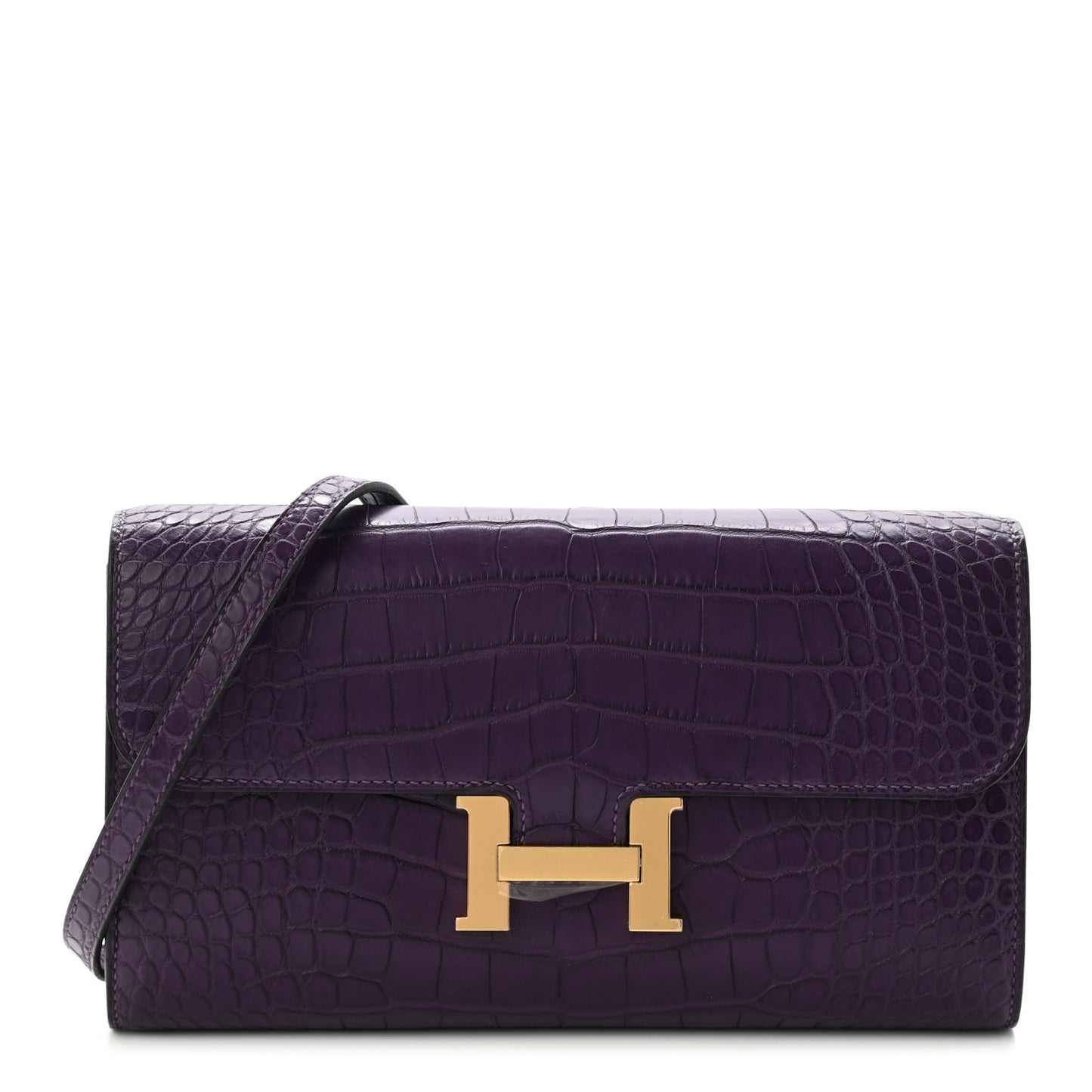 Matte Alligator Constance Long Wallet To Go Amethyst