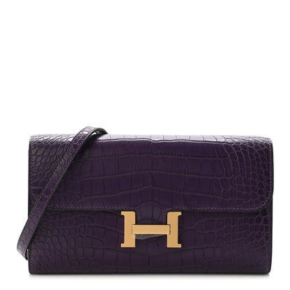 Hermes Matte Alligator Constance Long Wallet To Go Amethyst 1 of 7