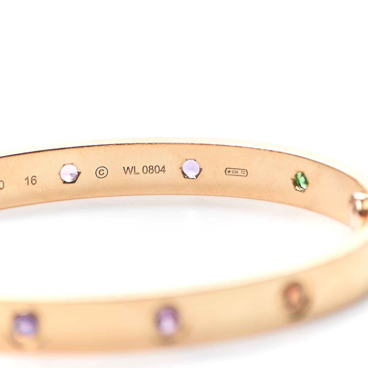 Cartier 18K Pink Gold Sapphire Garnet Amethyst LOVE Bracelet 16 6 of 8