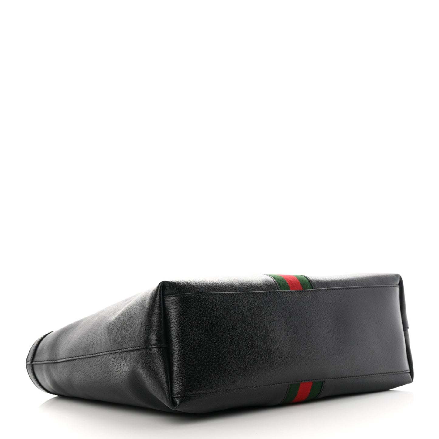 Textured Calfskin Web Medium Ophidia Shopping Tote Black