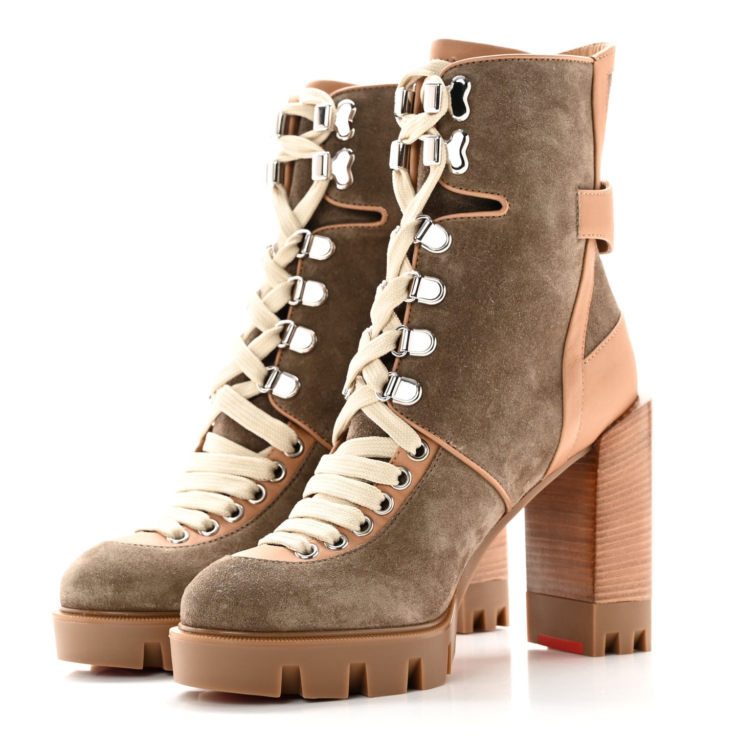Suede Calfskin Macademia 100 Biker Platform Boots 36 Silex