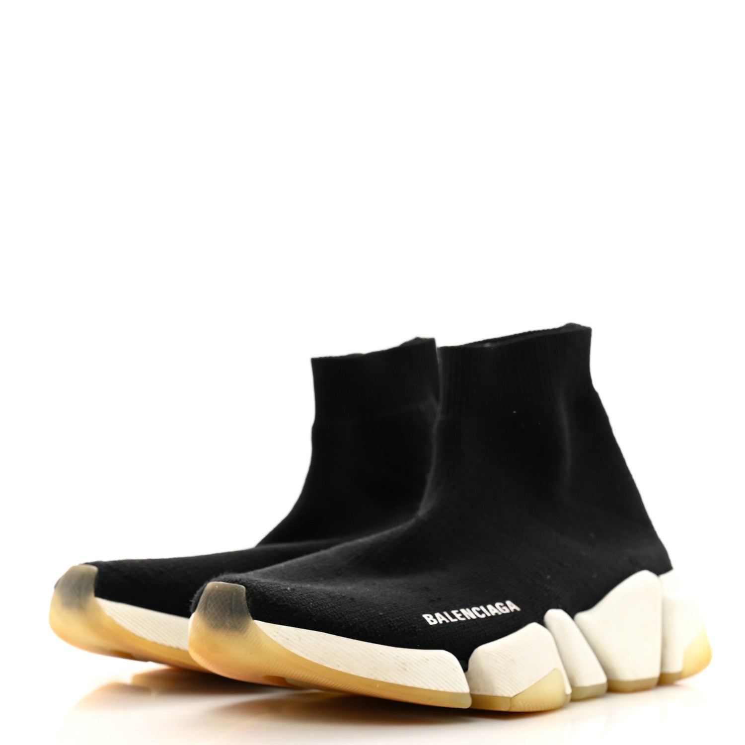Balenciaga Technical 3D Recycled Knit Bi-Color Womens Speed 2.0 Transparent Sole Sneakers 38 Black White 4 of 11