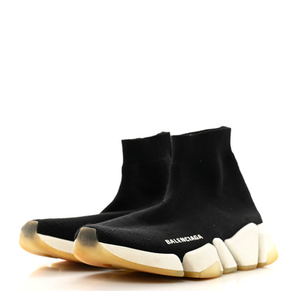 Balenciaga Technical 3D Recycled Knit Bi-Color Womens Speed 2.0 Transparent Sole Sneakers 38 Black White 4 of 11