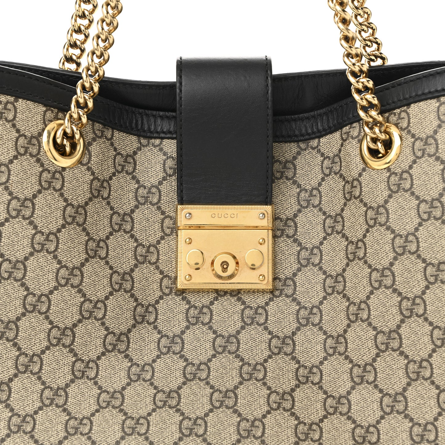 GG Supreme Monogram Medium Padlock Tote Black