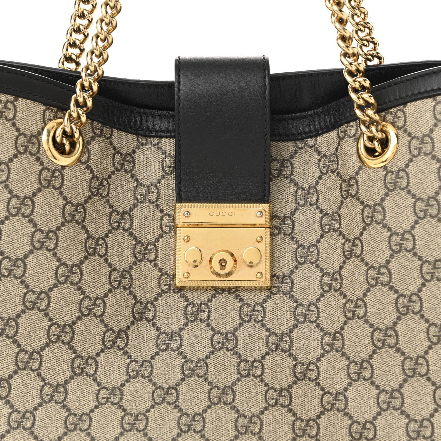 Gucci GG Supreme Monogram Medium Padlock Tote Black 8 of 10