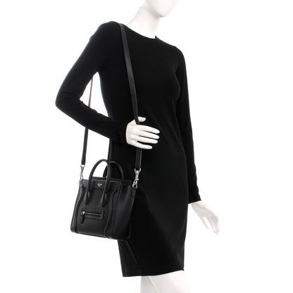 Celine Drummed Calfskin Nano Luggage Black 2 of 8