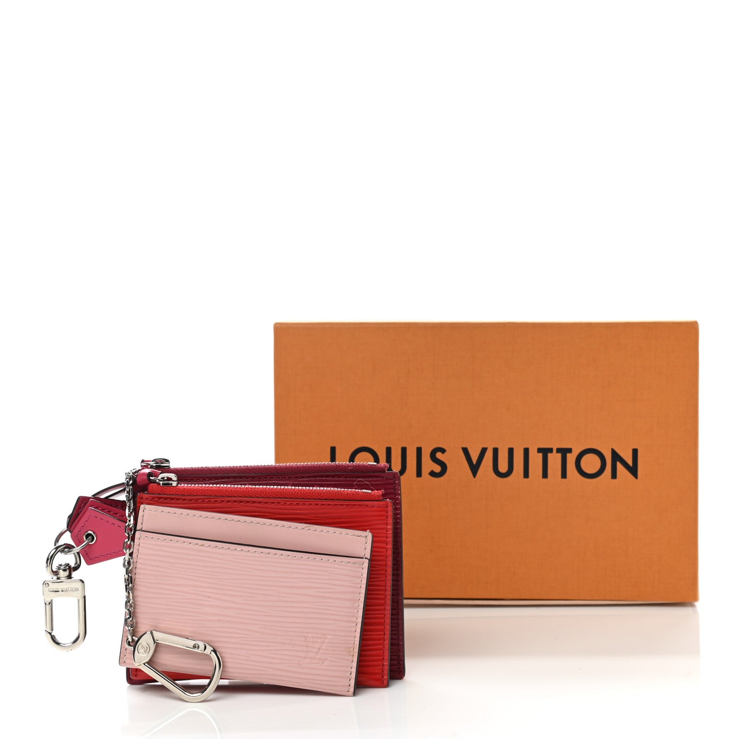 Epi Trio Card Case Wallet Rose Ballerine Rouge Fuchsia