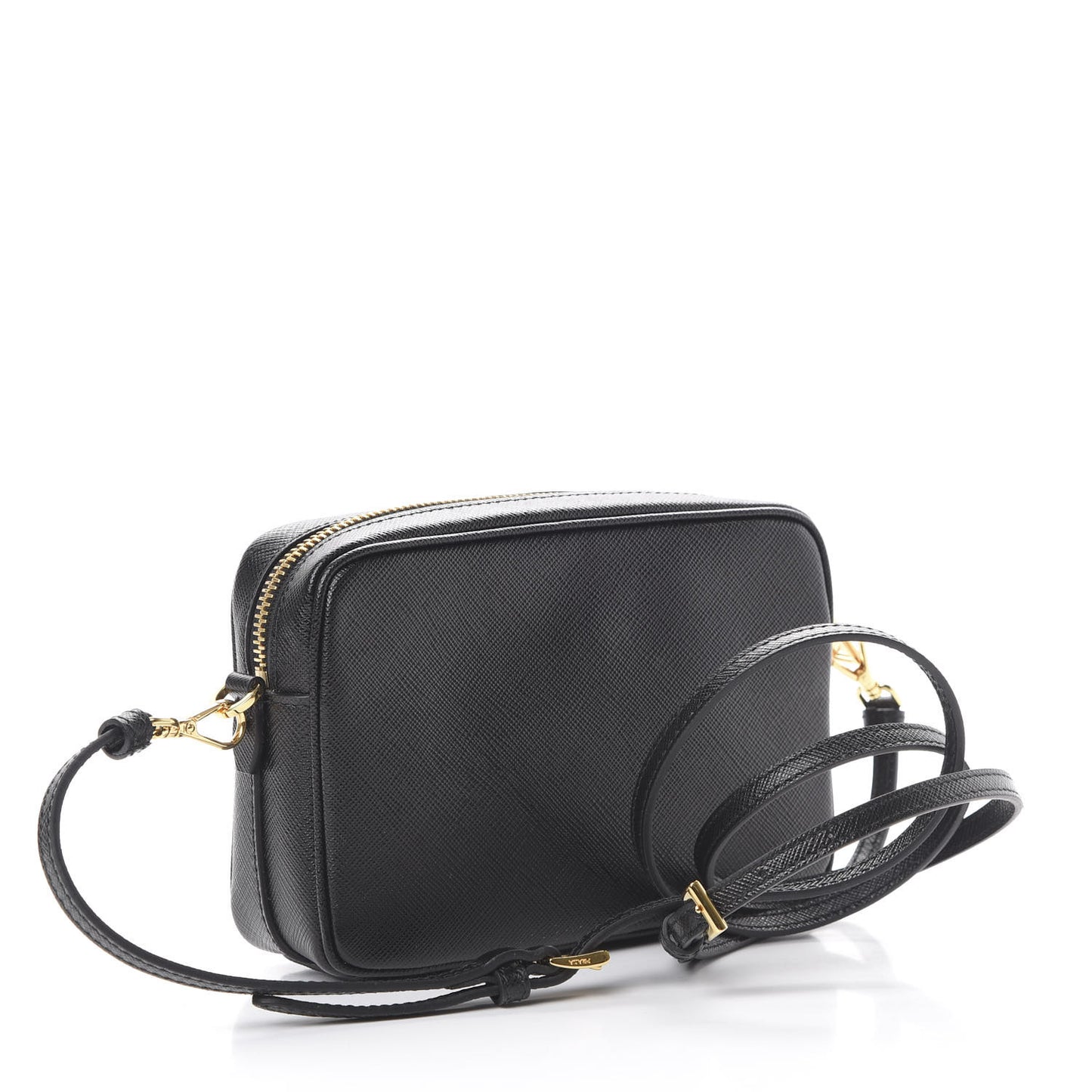 Saffiano Lux Small Camera Crossbody Bag Black