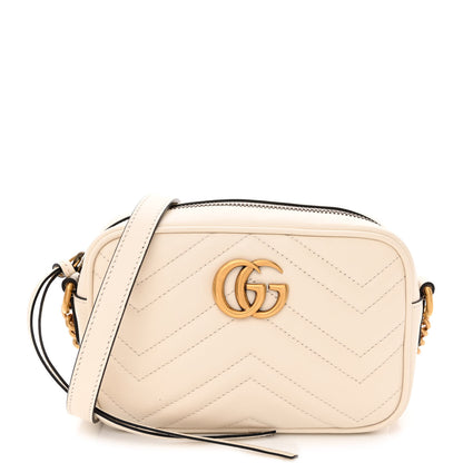 Gucci Calfskin Matelasse Mini GG Marmont Chain Shoulder Bag White 1 of 10