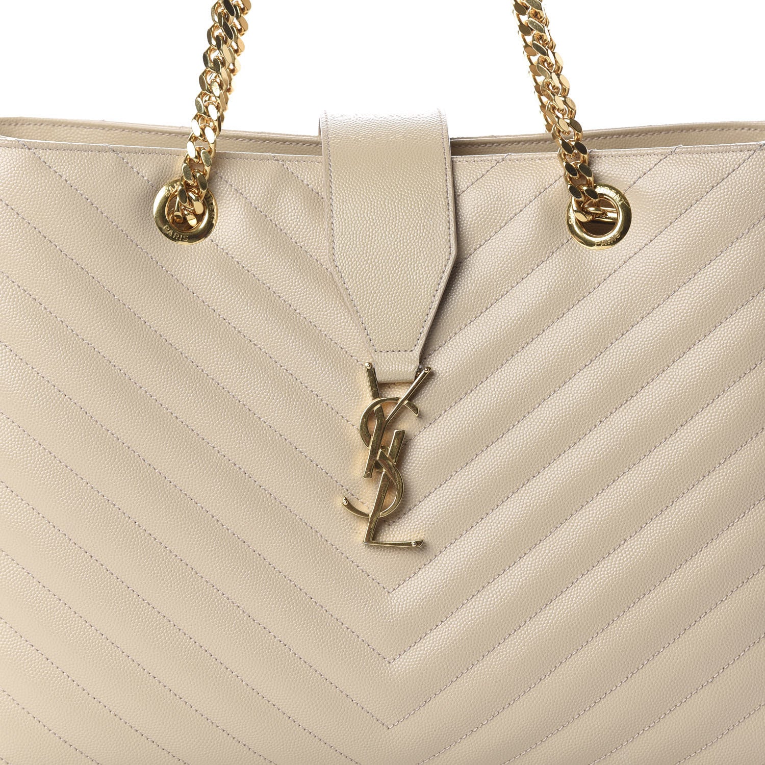 Saint Laurent Grain De Poudre Matelasse Chevron Monogram Shopping Bag Nude Powder 6 of 8