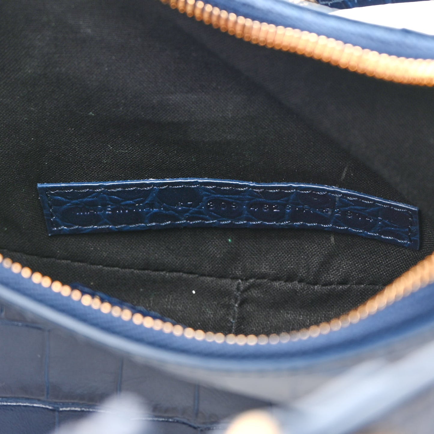 Extra Supple Calfskin Crocodile Embossed Le Cagole Shoulder Bag XS Indigo