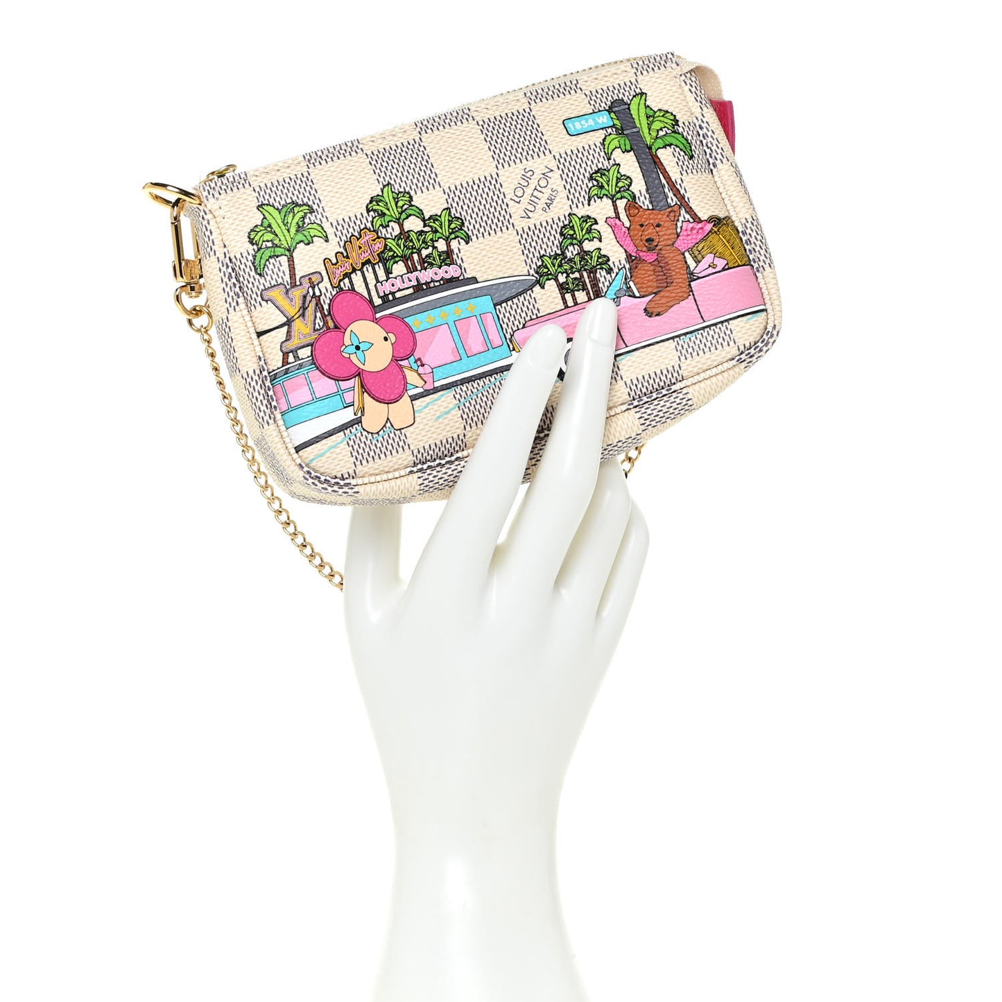 Damier Azur 2021 Christmas Animation Hollywood Mini Pochette Accessories Fuchsia