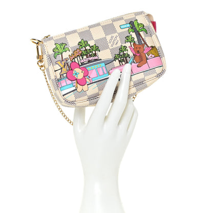 Louis Vuitton Damier Azur 2021 Christmas Animation Hollywood Mini Pochette Accessories Fuchsia 2 of 9