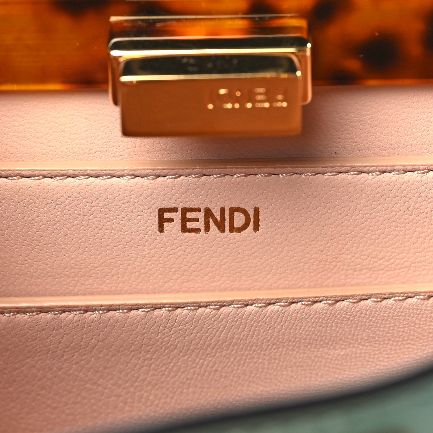 Fendi Vitello Seta Shiny Nappa Plexiglass Small Peekaboo I SEE U Satchel Menta Light Rose 6 of 9