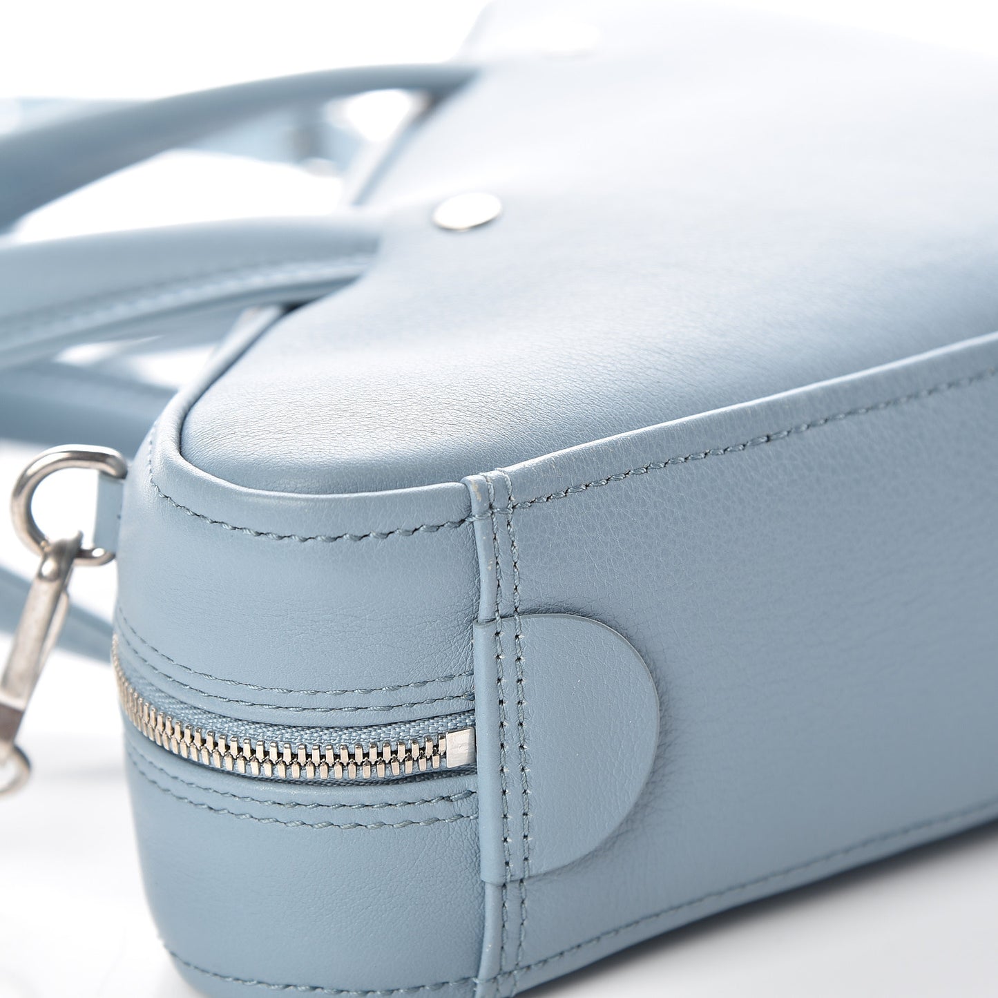 Shiny Day Calfskin Logo XS Triangle Duffle Grey Blue White