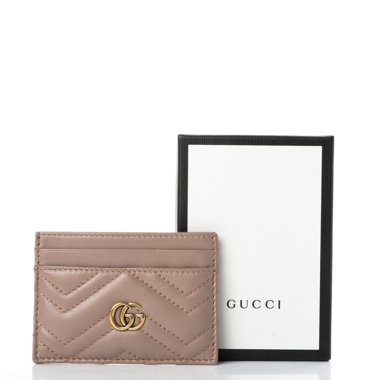 Calfskin Matelasse GG Marmont Card Holder Porcelain Rose