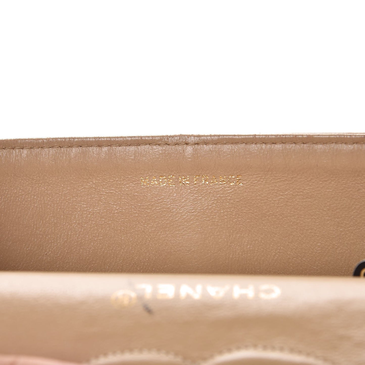 Lambskin Quilted Medium Double Flap Beige