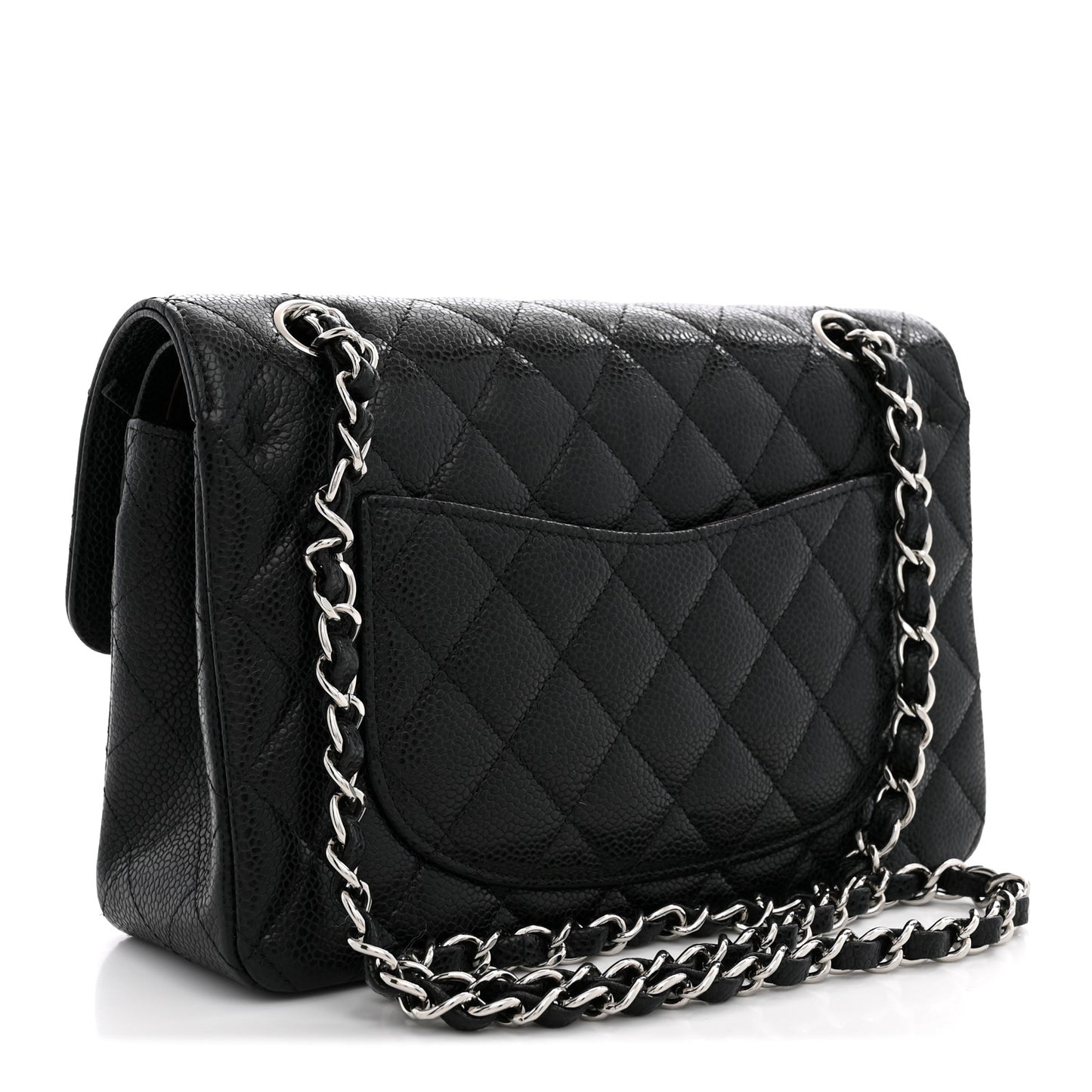 Caviar Quilted Small Double Flap Black