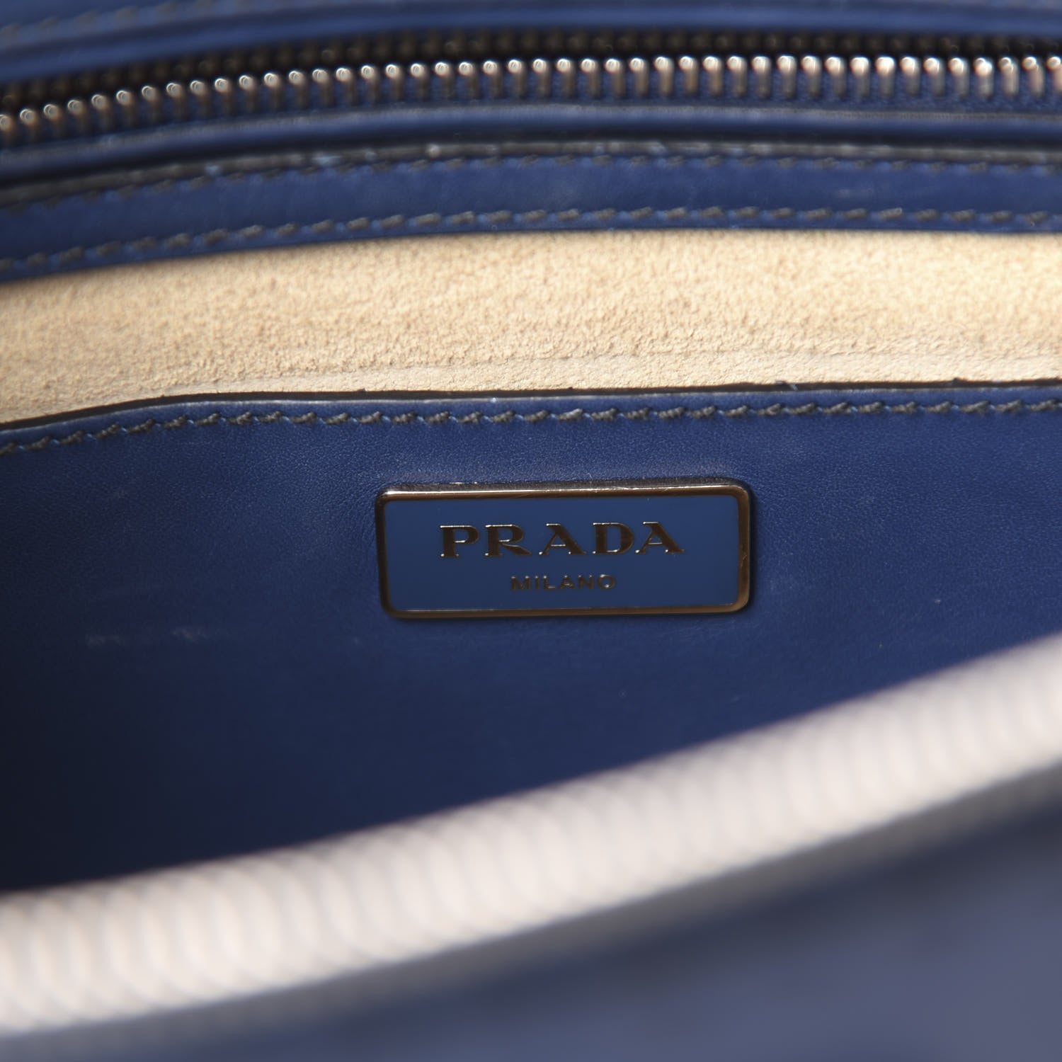 Prada City Calf Hand Stitched Small Galleria Double Zip Tote Bluette 12 of 13