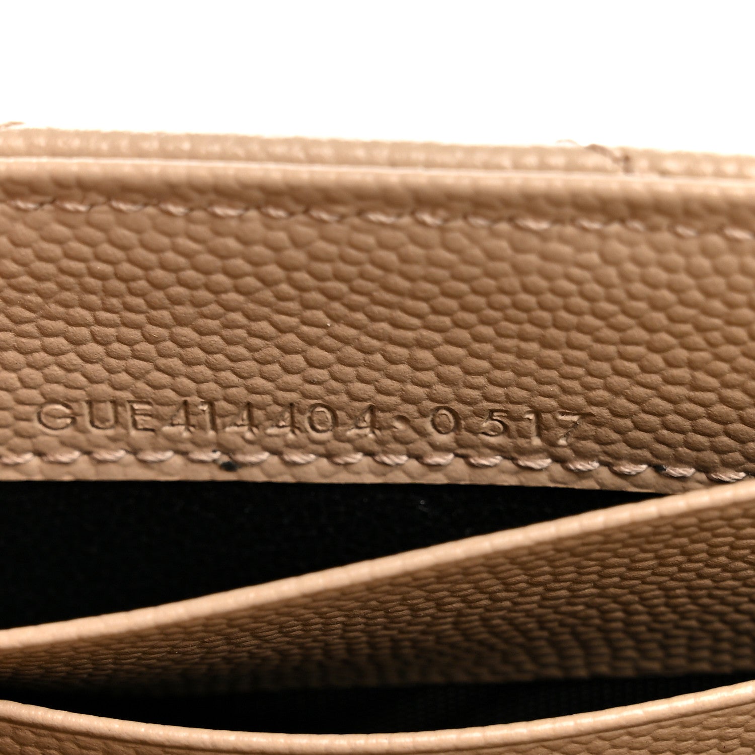 Saint Laurent Grain De Poudre Matelasse Chevron Small Monogram Envelope Wallet Dark Beige 7 of 8