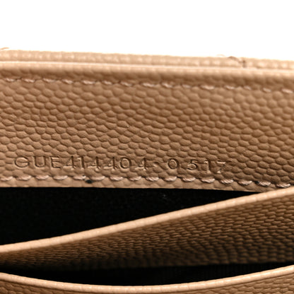 Saint Laurent Grain De Poudre Matelasse Chevron Small Monogram Envelope Wallet Dark Beige 7 of 8