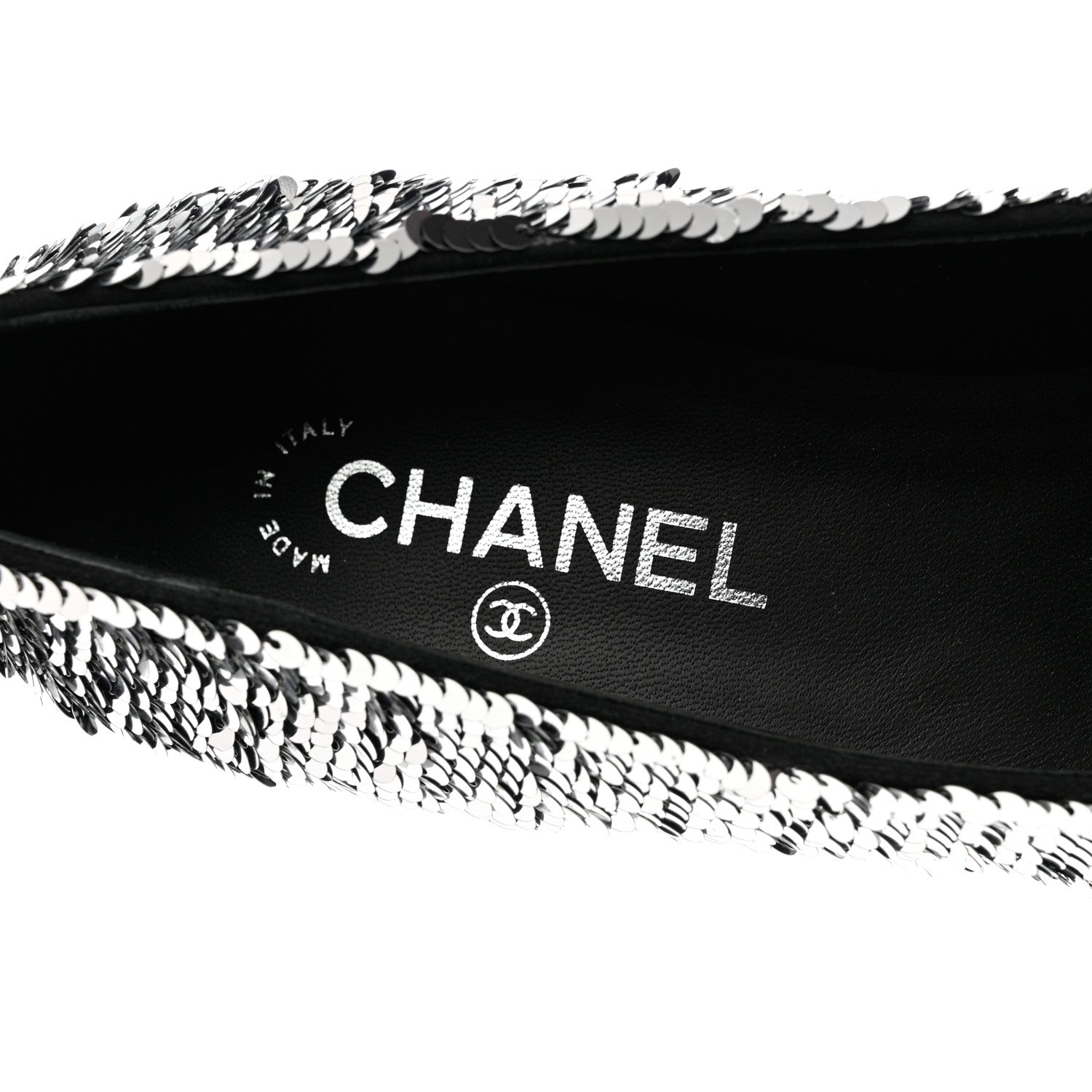Chanel Sequin Patent Calfskin CC Pumps 40 Black Silver 7 of 10