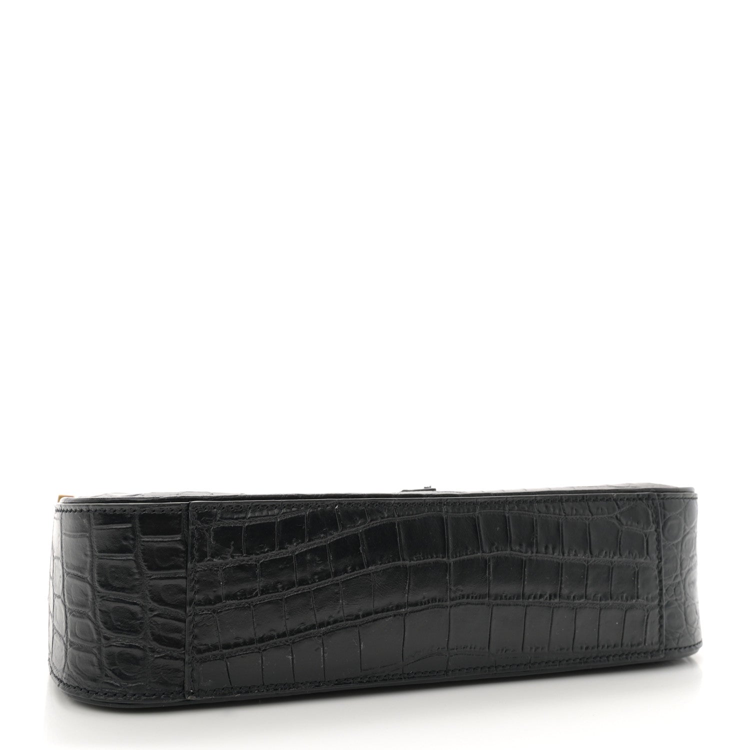 Saint Laurent Calfskin Crocodile Embossed Le 5 A 7 Hobo Black 4 of 10