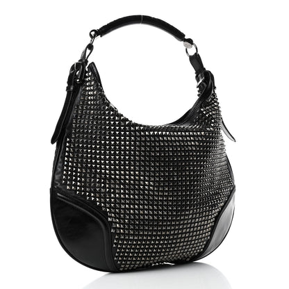 Burberry Calfskin Studded Hoxton Hobo Black 2 of 4