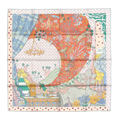 Hermes Silk Le Premier Chant Scarf 90 Abricot Ciel Vert 1 of 3