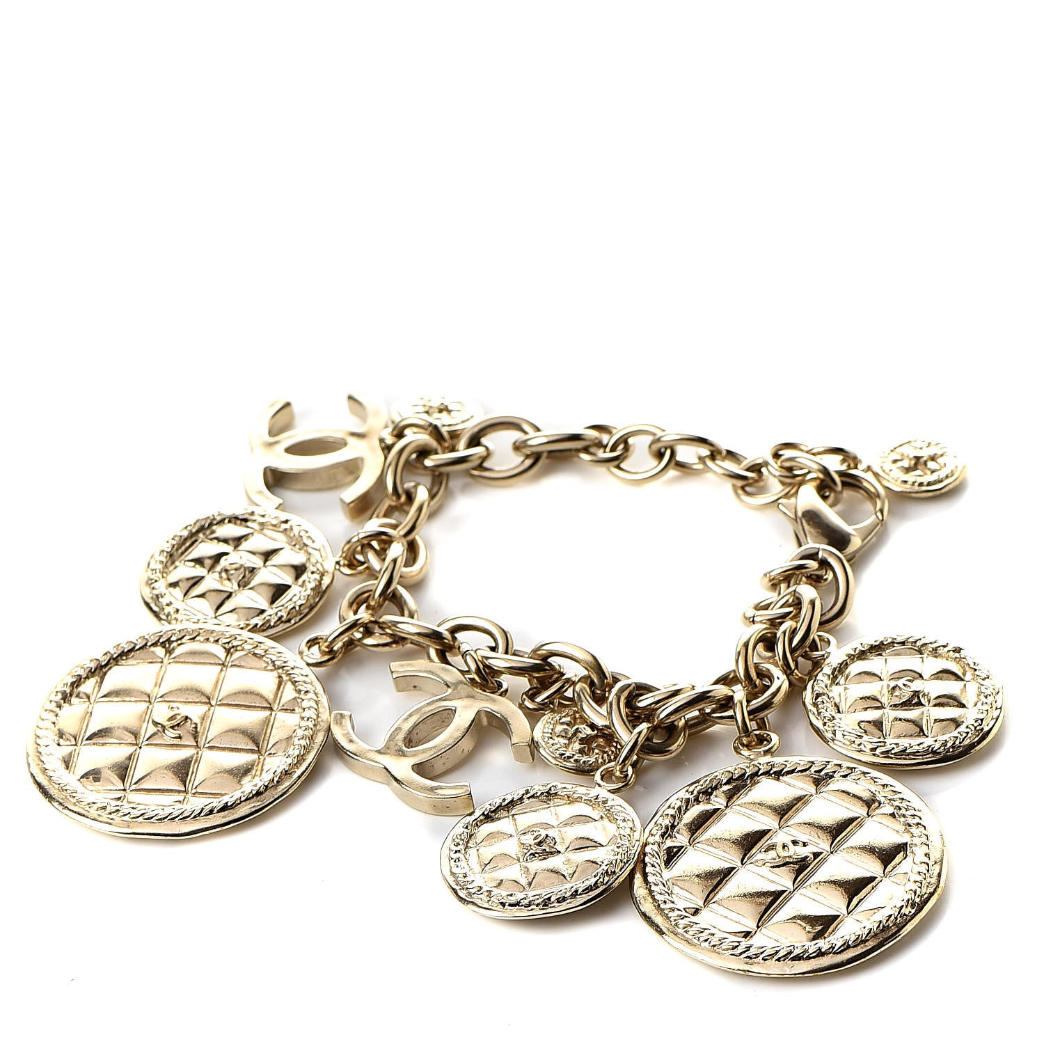 Chanel CC Quilted Medallion Bracelet Gold 1 of 5