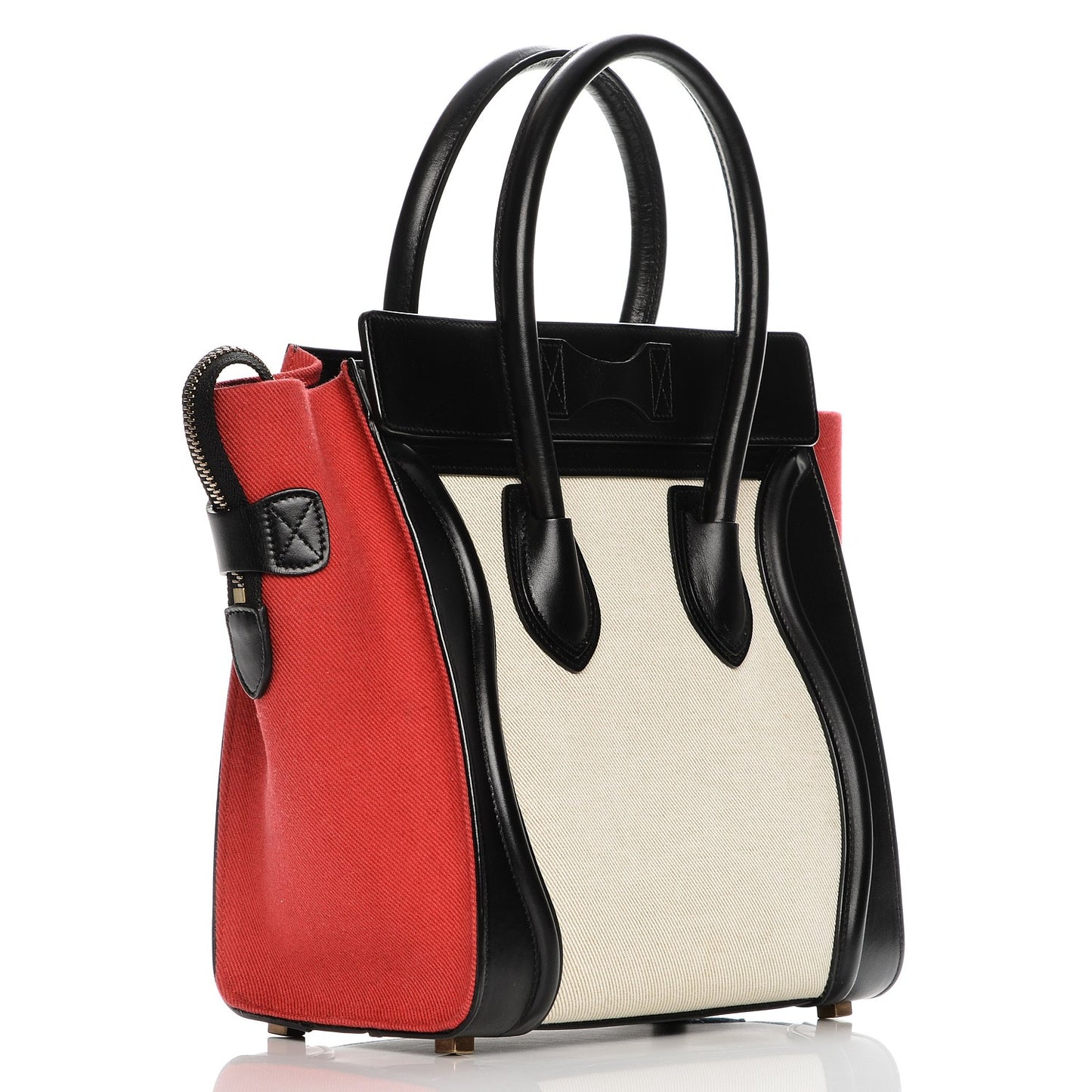 Canvas Smooth Calfskin Micro Tri-Color Luggage Carmin
