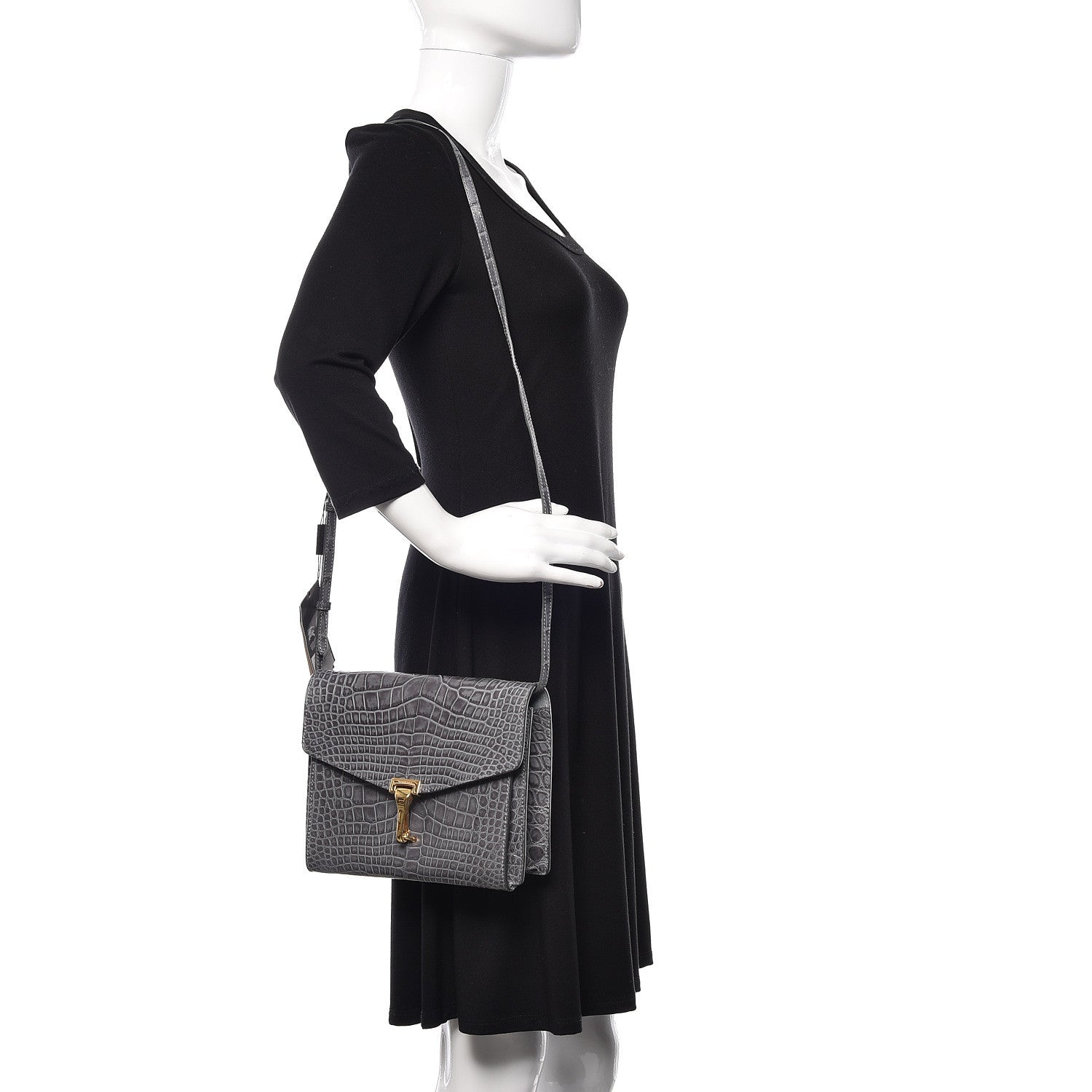 Burberry Alligator Small Macken Crossbody Bag Grey 2 of 10