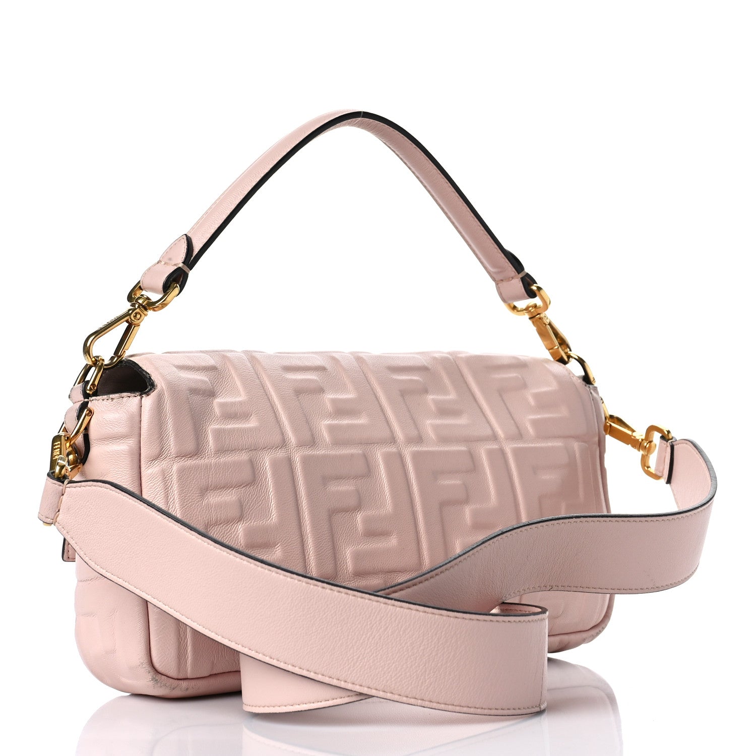 Fendi Nappa FF 1974 Embossed Baguette Rosa Quarzo 3 of 13