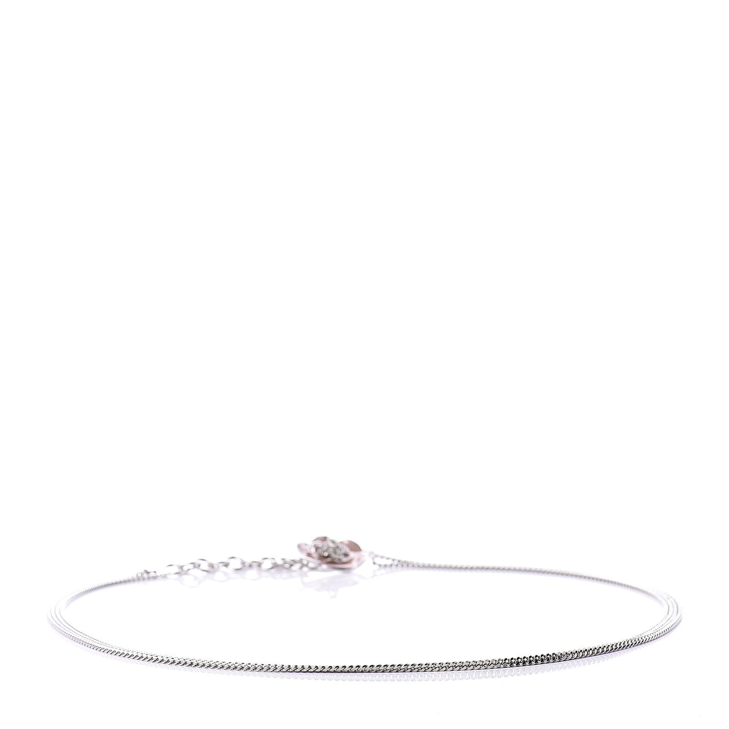 Enamel Camellia Chain Belt Silver Pink