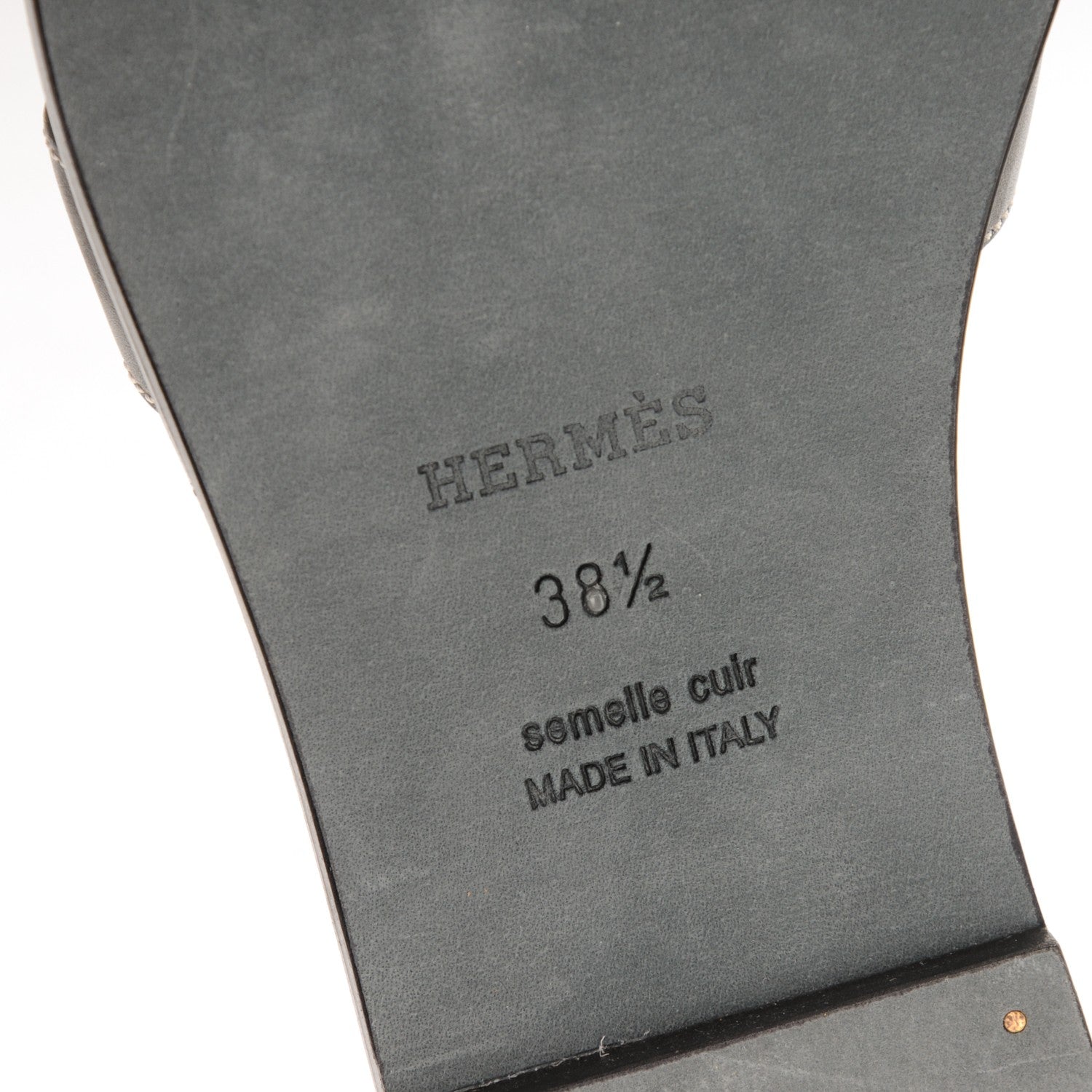 Hermes Box Calfskin Oran Sandals 38.5 Black 6 of 7