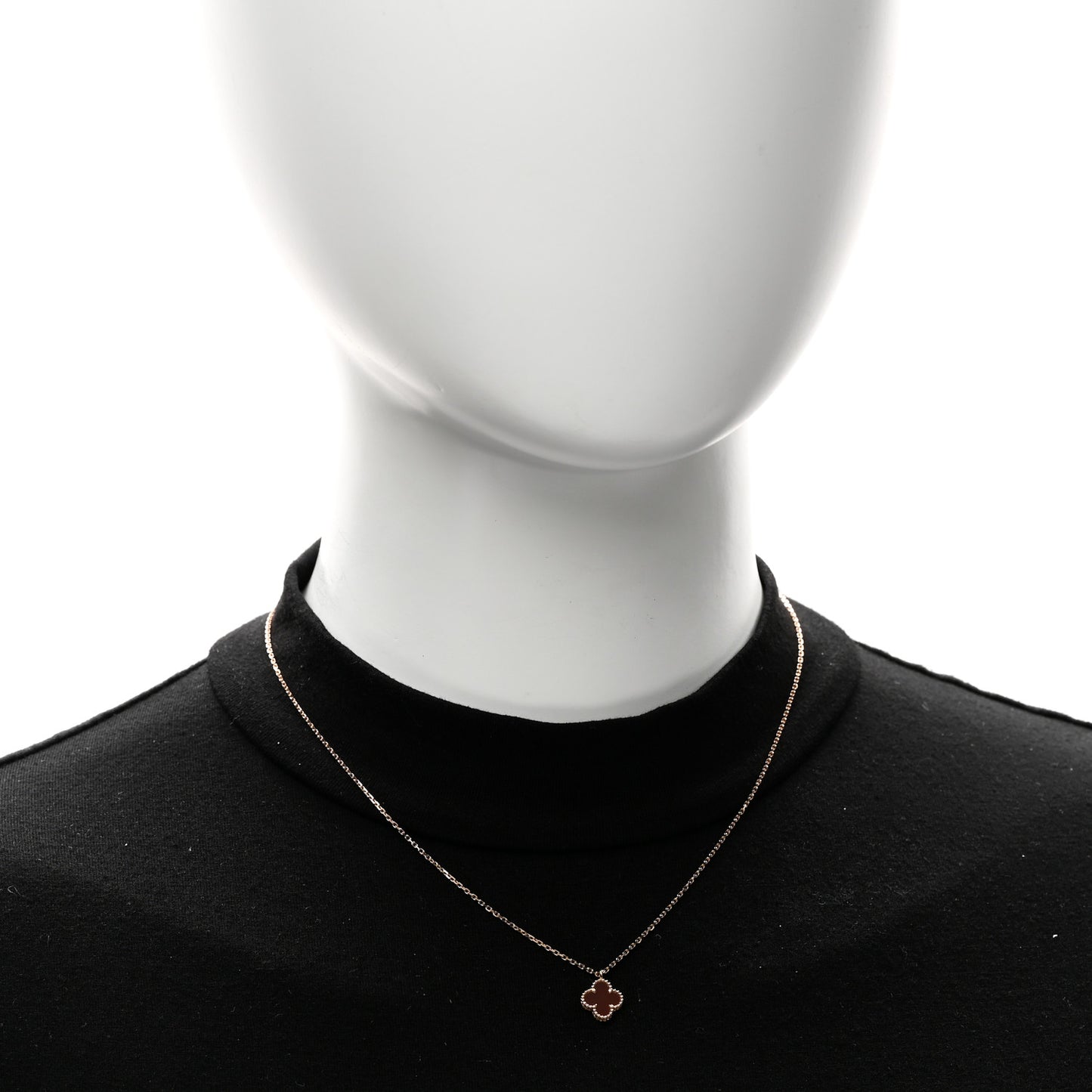 18K Rose Gold Carnelian Sweet Alhambra Pendant Necklace