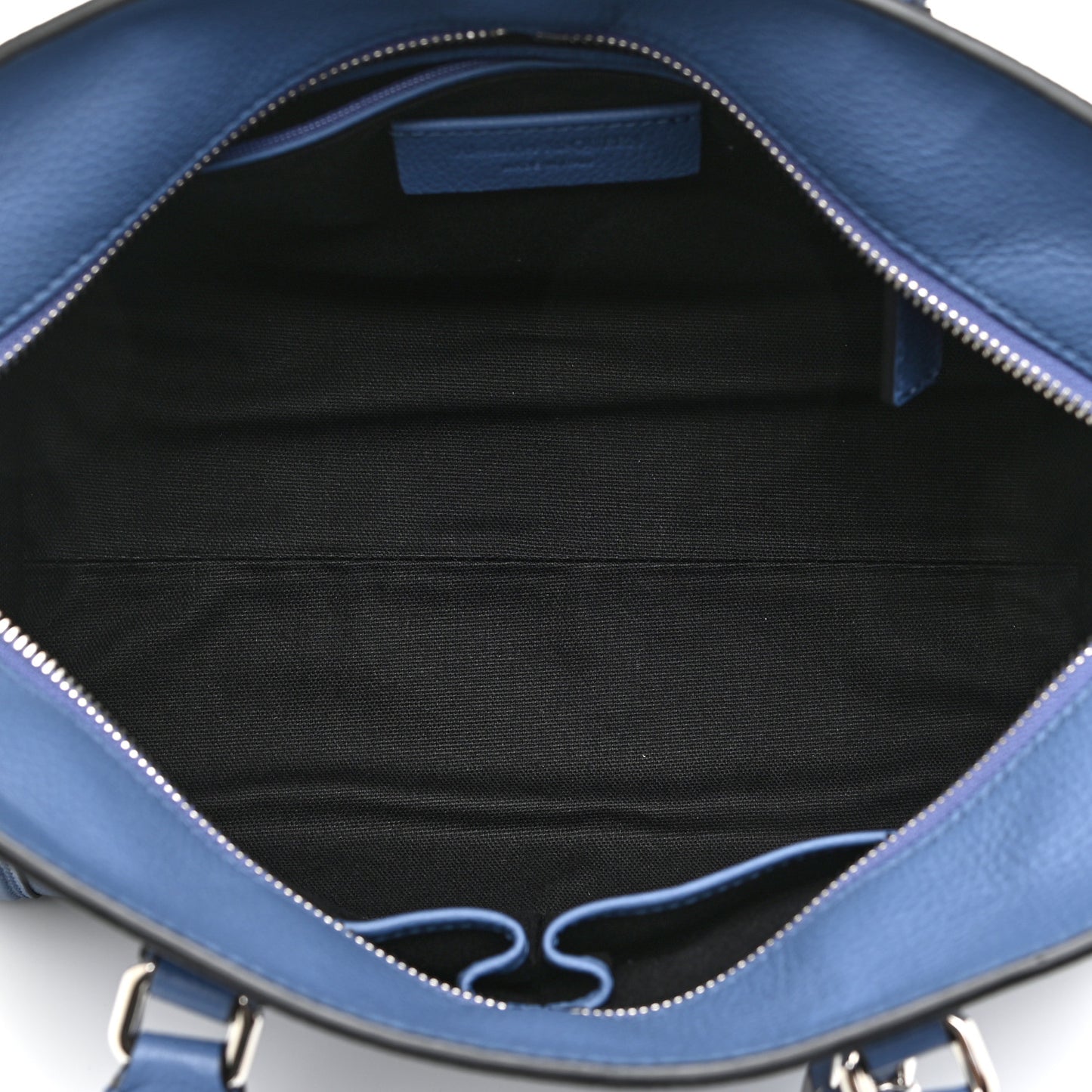 Pebbled Calfskin Small Skull Padlock Zip Around Tote Blue