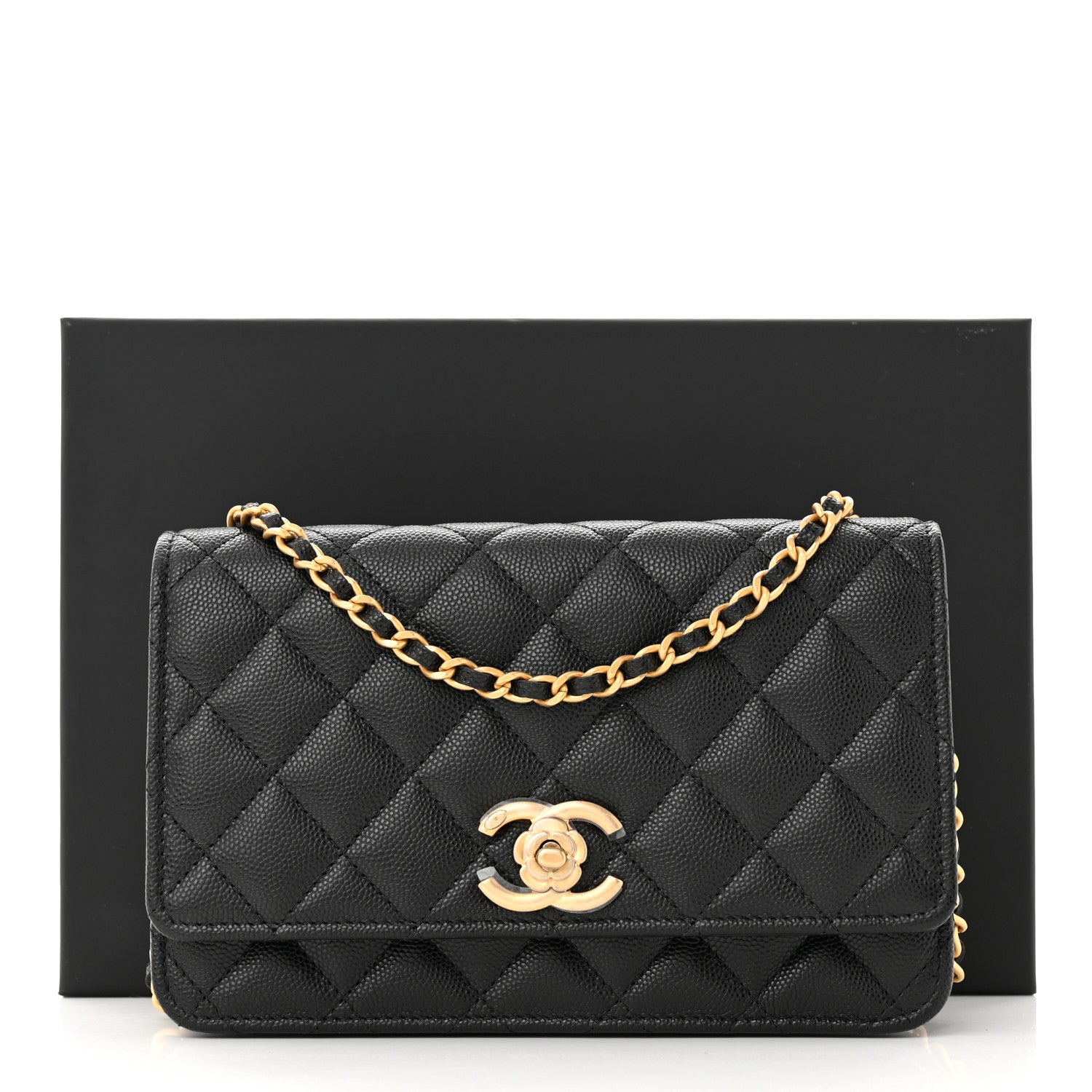 Chanel Caviar Quilted Camellia Wallet On Chain WOC Black 12 of 12