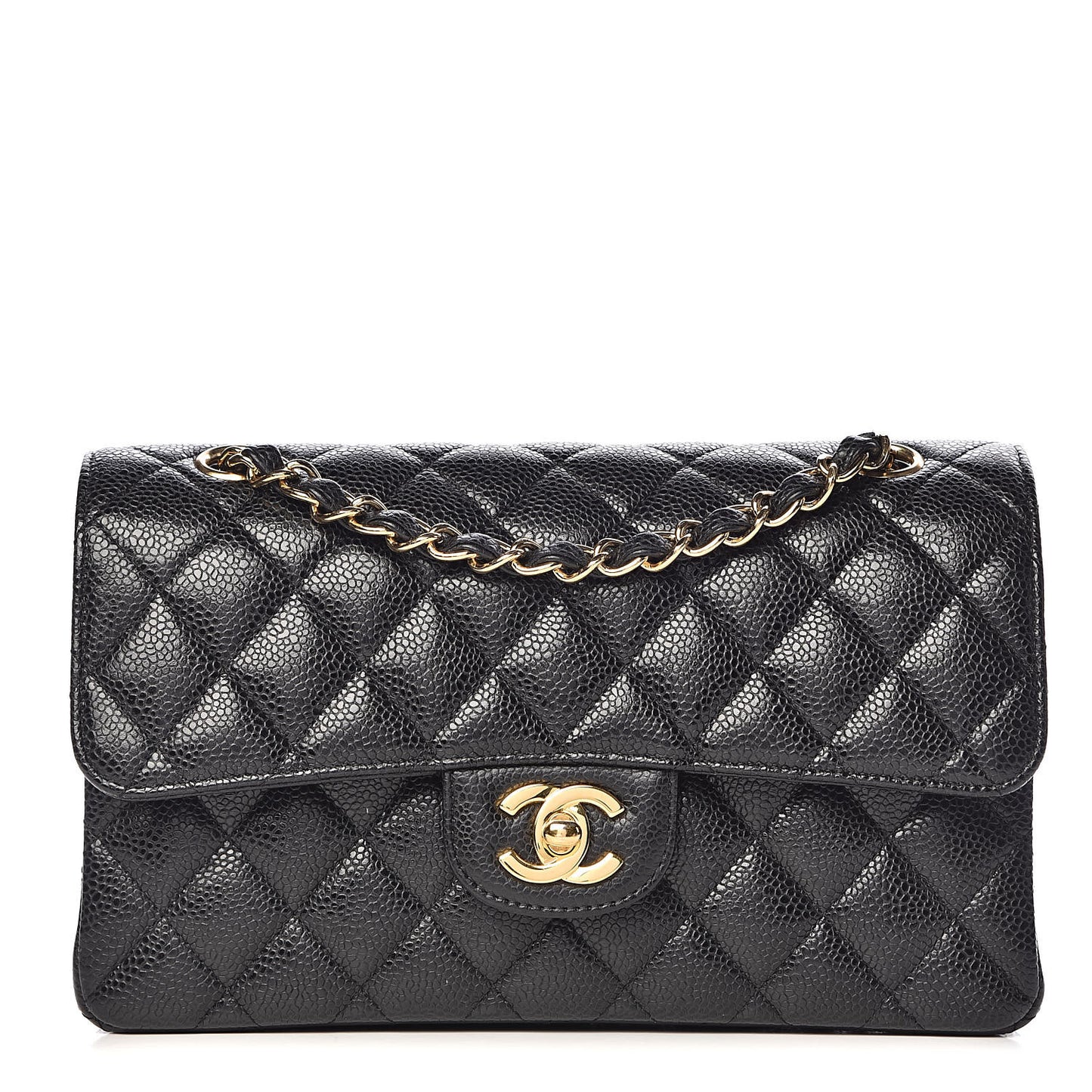 Caviar Quilted Small Double Flap Black